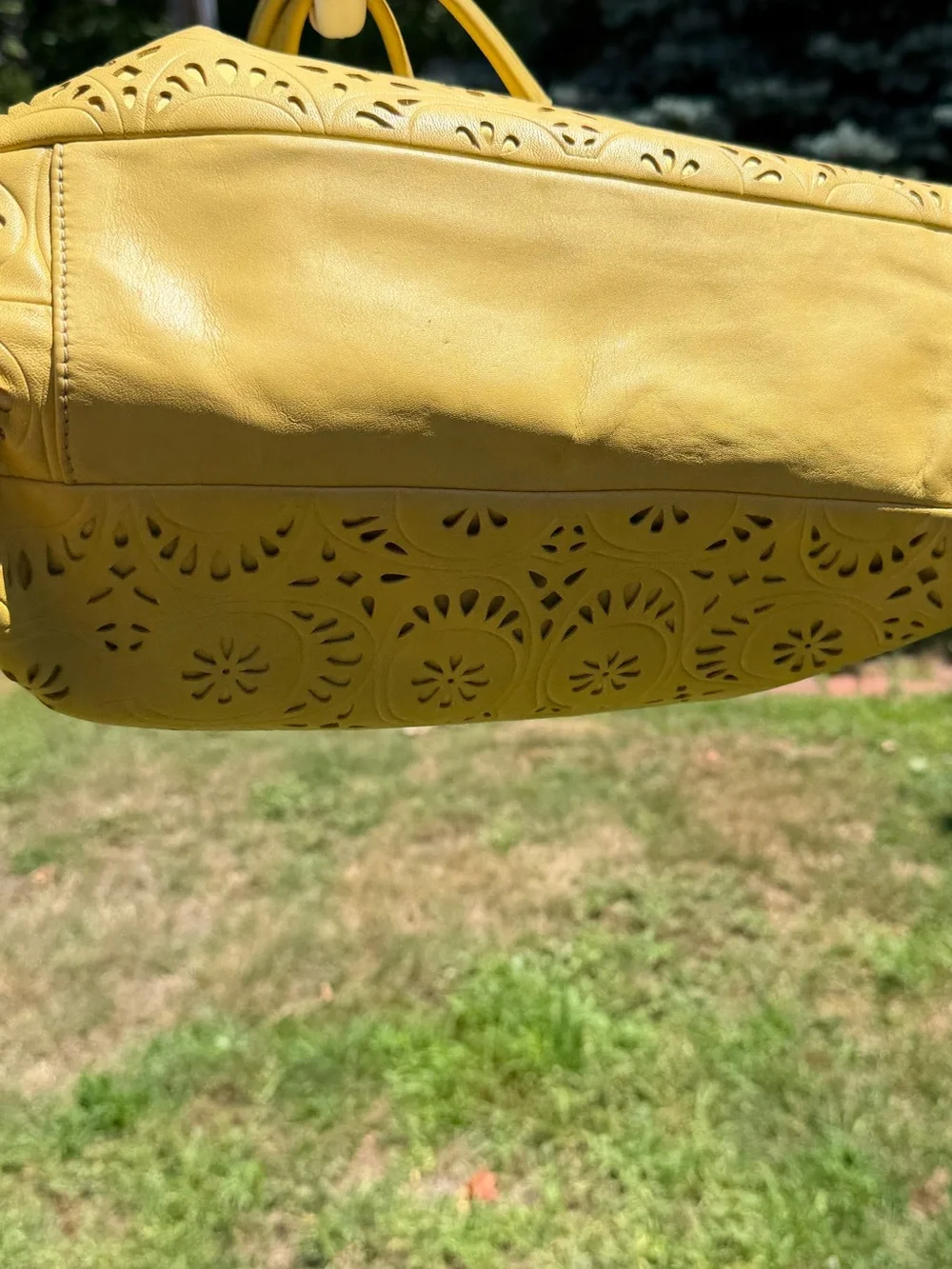 Coach 2013 Ashley Lace Eyelet Leather Carryall Yellow F21883